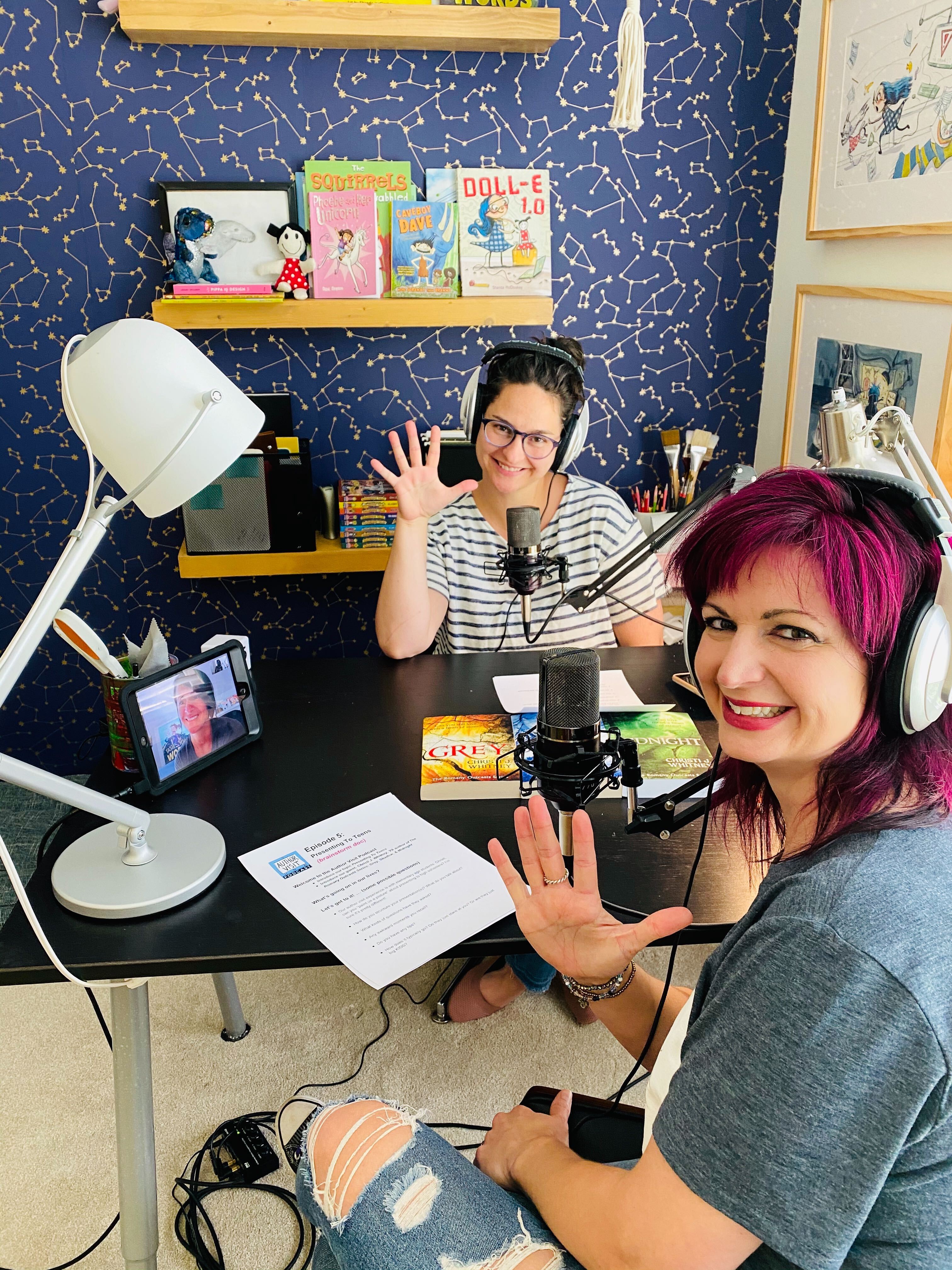 Bonnie Clark, Shanda McCloskey, and Christi J. Whitney about to record the 5th podcast episode.