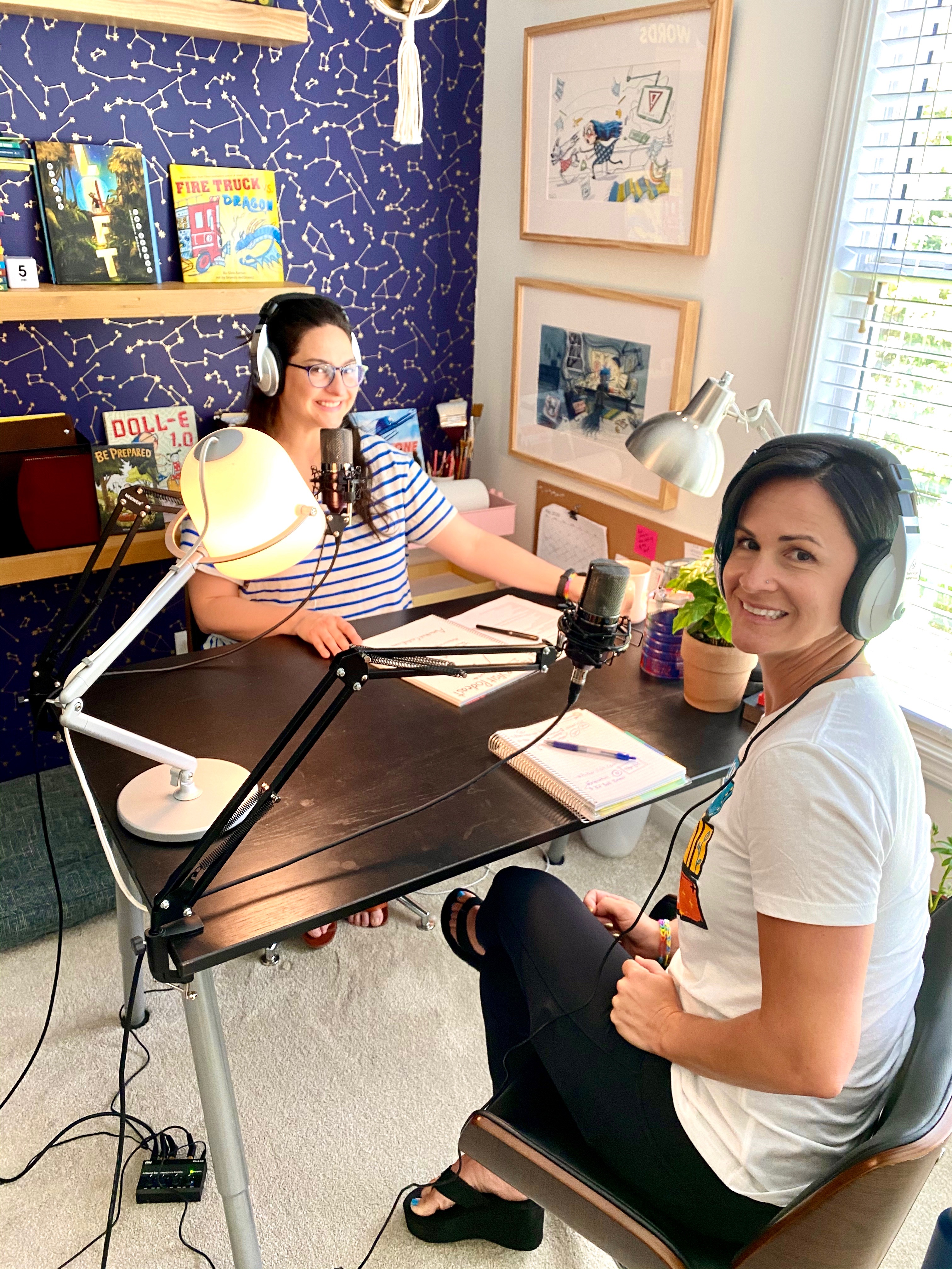 Author-illustrator Shanda McCloskey and Author Bonnie Clark record their first podcast together for the Author Visit Podcast!